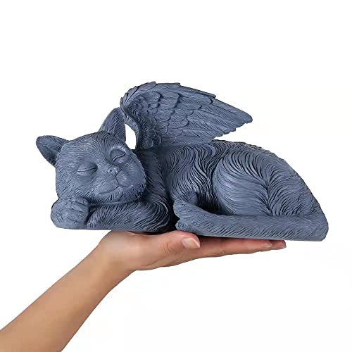 Newdream:the Cat Angel Memorial Statue,Cat Angle Memorial Placed In Indoor Angel Decorations, Pet Tombstone Cat Figurines, Pet Grave Markers Cat In Angel Wing Figurine(Big Greey) #TOP4
