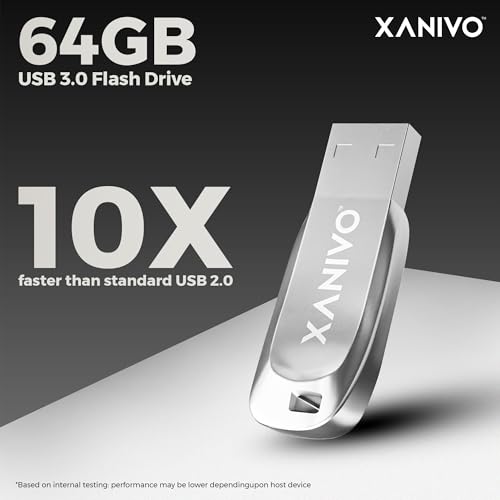 Xanivo Metal USB 3.0 Flash Drive - High Read Speeds up to 110MB/s, Ideal for Data Transfer & Storage. (64GB) 2 41yIWka1Z2L