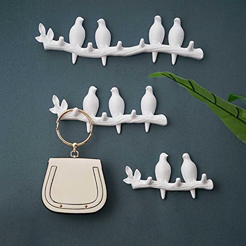 Percheros Para Colgar Abrigos Creative Wall Coat Rack Resin Bird Decorative Wall Hook Suitable for Bedroom Kitchen Entrance Coat Rack Perchero Para Colgar Bolsas(C) - Image 3