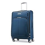 Samsonite Solyte DLX Softside Expandable Luggage with Spinner Wheels, Mediterranean Blue, Checked-Medium 25-Inch