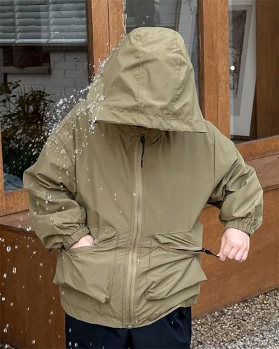 Cromoncent Boys Raincoat Waterproof Hooded Outdoor Jacket, 2-12 Years4