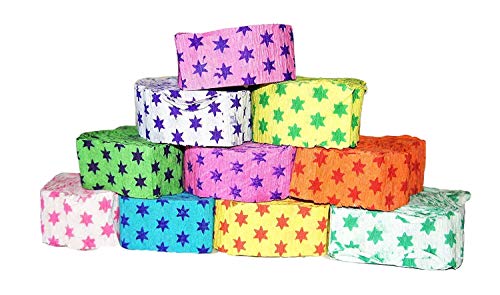 Image of MSGH Party Suppliers Decorative Ribbon Crepe Paper Streamer Roll - Pack of 12 (Design - C)