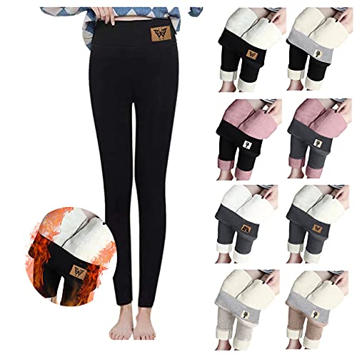 SUIQU Winter Sherpa Fleece Lined Leggings for Women High Waist Stretchy Thick Cashmere Leggings Plush Warm Thermal Pants