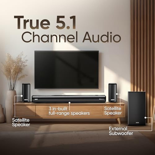 Image of Mivi Nex 800 Dolby Audio Soundbar [New Launch]| 800W Signature Sound | 5.1 Channel Surround Sound Home Theatre with Wired Subwoofer & Satellites| Nex SurroundSphere Tech| Bluetooth v5.3,