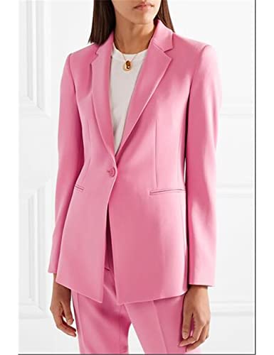 JinXuanYa Women's Suits Blazer Regular Fit 2 Piece Solid Formal Business Lady Suit Set Work Blazer Office Suit（Jacket+Pants ）2