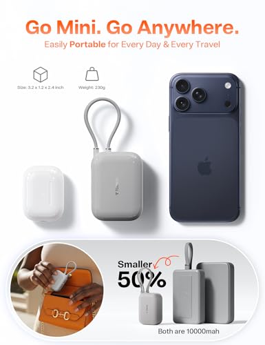 Image of TORRAS EasyGo for iPhone 17 Portable Charger 10000mAh, 45W Ultra-Ice Fast Charging USB-C Power Bank with Dual Built-in Cables, Battery Pack Compatible with iPhone 17 /16 /15 Pro, Samsung S26 S26+ Ultra