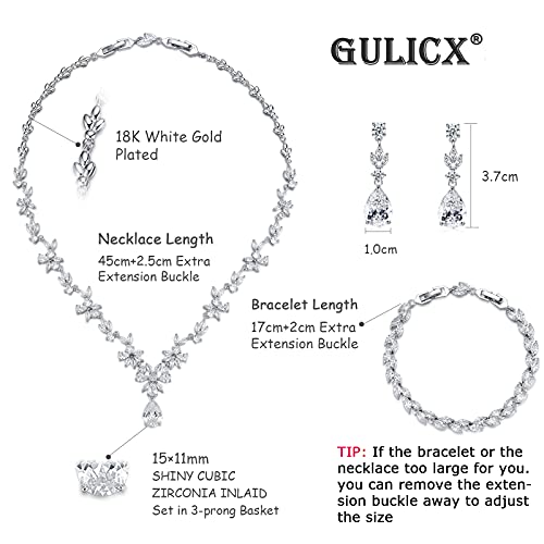 Wedding Jewelry for Bride, Silver Bridal Necklace Earrings Bracelet Set with Clear Cubic Zirconia, Bridemaids Jewelry Set for Wedding, Crystal Wedding Party Jewelry Set for Women Girls2