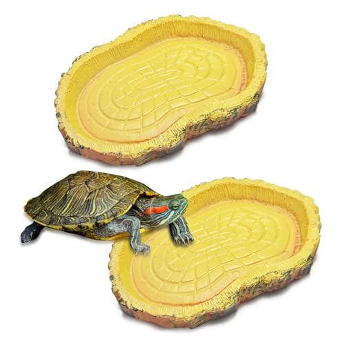 Coco Berming 2 Pièce Bol d'eau Terrarium Accessoire, Gamelle Tortue Terrestre, Mangeoire Portable...