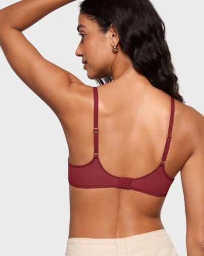 Image of INLYRIC Women's Cosnufy Sheer Balconette Bra Demi Unlined Plunge Mesh See Through Sexy Bras Underwire