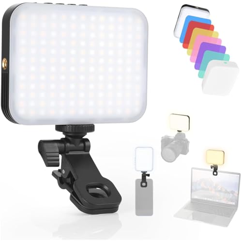UTEBIT 156 LED Selfie Light for iPhone, Portable Phone Light with Clip & Camera Tripod Adapter, Rechargeable 5000mAh CRI 95+ with 3 Lighting Modes, for Picture, Makeup, Conferences, Vlog Photography