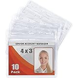 MIFFLIN Large Horizontal Badge Holder, Waterproof Plastic Card Holders (Clear, 3x4 inches, 10 Pack)