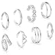 Mikovivi 8 Stk Zehenringe für Damen, Verstellbare Offene Zehenringe aus Kupfer in 8 Eleganten Stilen Fußschmuck Strandschmuck für Damen Sommeraccessoire (Silber)