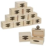Creative Hobbies 12-Pack Mini Wooden Treasure Boxes with Locking Clasp - Unfinished Wood Treasure Chest for Party Favors, DIY Projects, Home Decor, Props, 2.3 x 1.5 x 1.5 Inches