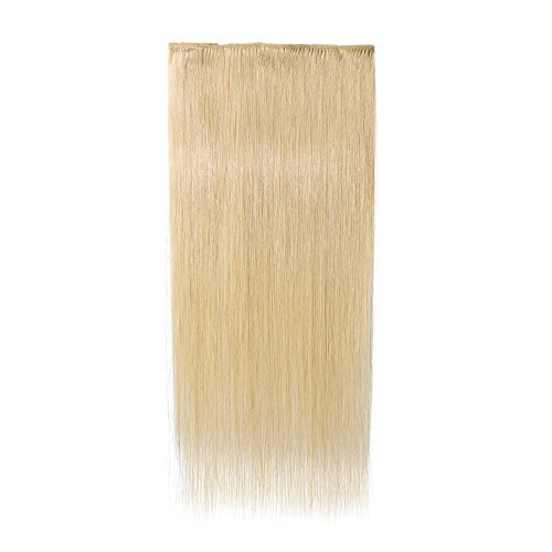 24 Inch Human Hair Clip in Extensions 80g Long Straight Remy Hair Down Bleach Blonde Clip on Hairpieces