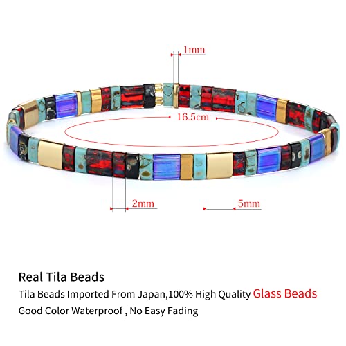 Image of KELITCH Women Stretch Bracelets Pearl Charms Tila Shell Beaded Friendship Bracelet