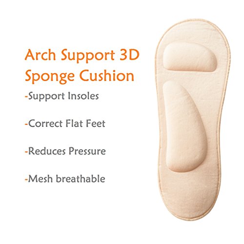Image of Jarseen 2 Pairs 3D Padded Women's No Show Nylon Socks Sponge Cushion Liner
