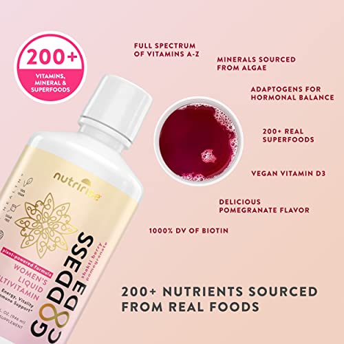 NutriRise Liquid Multivitamin for Women - Hair Skin & Nails Support | Vitamin C, D3, Biotin, Zinc & Probiotics for Gut Health, Energy & Immunity, Gluten Free Vegan 32 fl oz - Image 5