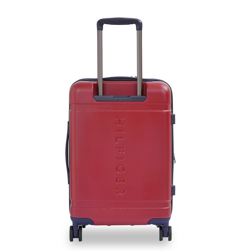 Image of TOMMY HILFIGER Millennia Cabin Hard Luggage - Red |Check-in Trolley Bag with TSA Lock | 360 Spinner Double Wheels | Telescopic Handle | Polycarbonate Hardshell Suitcase | 38L Capacity | 58cm