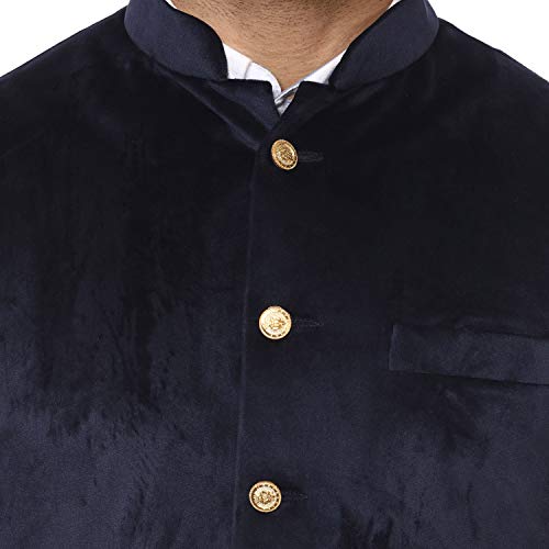 Image of Veera Paridhaan Men's Velvet Solid Green Nehru Jacket NEW