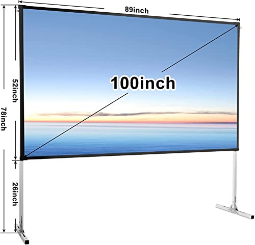 Outdoor Projector Screen And Stand - Komerti 100 Inch 4K Hd 16:9 Portable Projector Screen Outdoor/Indoor With Carry Bag, Foldable Video Projection Screens With Carry Bag For Home Theater Backyard #TOP5