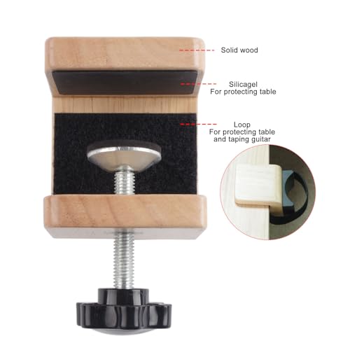 LiebeWH Guitar Table Clamp Wooden Guitar Neck Rest Adjustable Desk Edge Clamp with Silicone Pad for Electric and Bass Guitars - Image 3