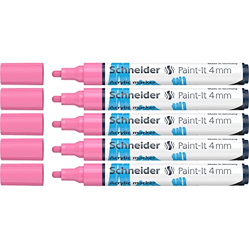 Stylos acryliques Schneider 4 mm rose pastel pour customisation sur bois et pierre
