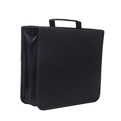 256 Capacity CD/DVD case Wallet, Storage,Holder,Booklet by Rekukos（Black）