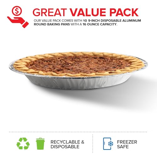 image for Stock Your Home 9 Inch Aluminum Tart Pie Pans (10 Count) - Disposable 