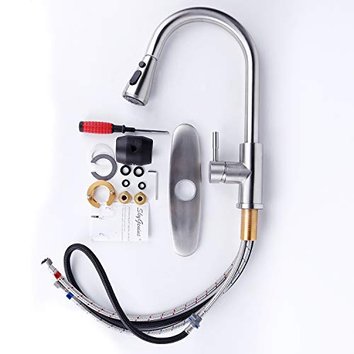 Kitchen Faucet, Single Handle Stainless Steel Kitchen Sink Faucet with Pull Down Sprayer, Pull Out Kitchen Faucets, Faucets for Kitchen Sinks