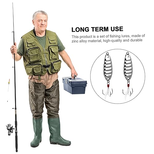 KESYOO 2Pcs Fishing Metal with Treble Hooks Durable Flat Stripe Angler Jigging Baits for Bass Pike Perch and Trout Fishing2