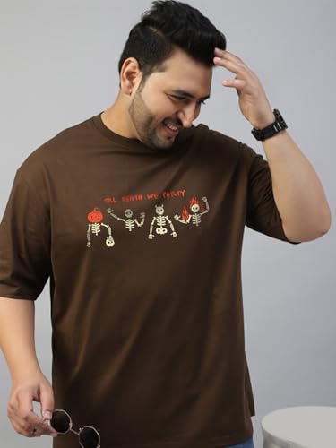 Image of Veirdo Men's Pure Cotton Half Sleeve Plus Size Printed T-Shirts, Stylish, Comfortable & Durable Cotton Tees | Sizes: S to 2XL