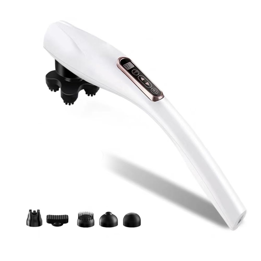 Kabellose Handmassagegerät mit LCD-Display, 12, 10 Geschwindigkeiten, Kabelloser Massager, Wiederaufladbar, für die Vollständige Muskelentspannung.