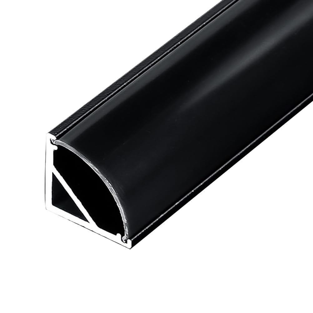 RISHORI Aluminum V Shape Corner LED Profile 1M - Diffuser Channel w/End Caps for Cabinet Lighting, Wardrobe, Bookshelf Heat Dissipation,13mm*13mm black slot