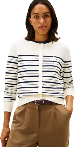 Tommy Hilfiger Donna Cardigan Jersey con Scollo Rotondo, Blu (Calico/Dark Night Navy Multi STP), XXXL
