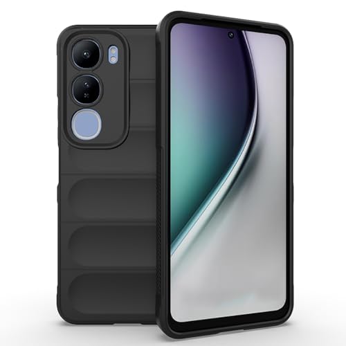 SEAHAI Hülle für Vivo Y19s, [Fallschutz, rutschfest Airbag-Design] Robust-Case Stylische Schutzhülle, TPU Bumper + Weiches Silikon Stoßfest Handyhülle - Schwarz