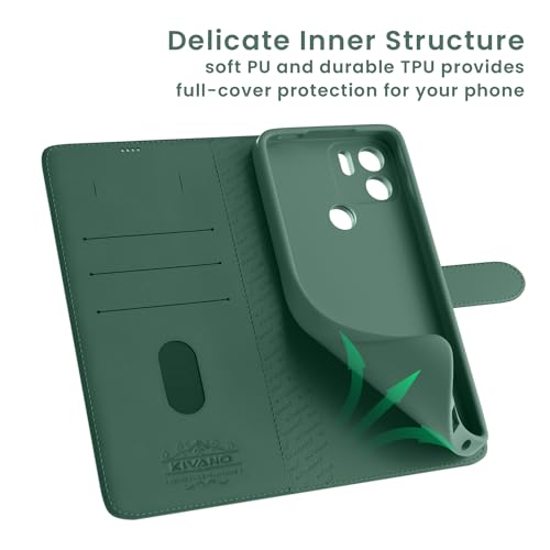 Image of KIVANO LUXE for Motorola G96 5G / Motorola Edge 50 Fusion 5G Luxury Handmade Leather Magnetic Flip Folio Case | Card Holder & Kickstand | Slim Protective Cover | Unisex - Green