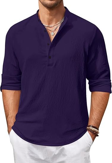 Image of Bellstone Men's Cotton Blend Solid Regular Fit Full Sleeve Short Kurta | Men's Trendy Short Kurta | Ethnic Stylish Casual Lightweight Summer Kurta for Daily and Occasion Use