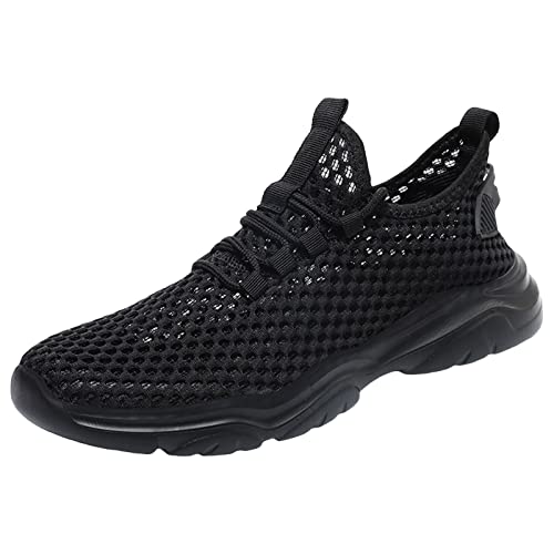 Chaussures de sport pour homme confortables noires en maille creuse légère 44