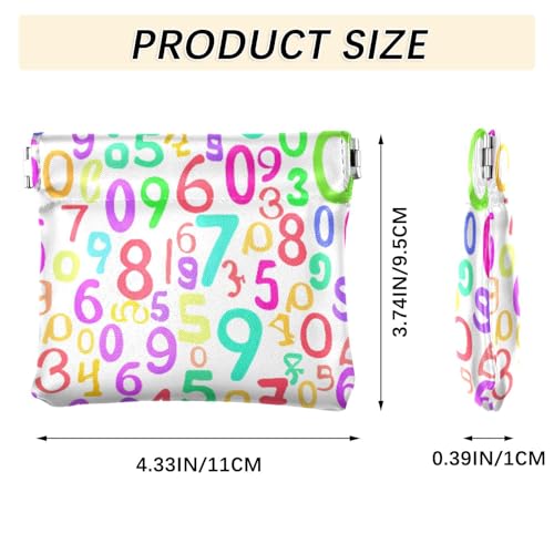 Rainbow Digits Coin Purse Leather Pouch Change Purse, Squeeze Coin Pouch for Cards, Keys & Lipsticks, Unisex3