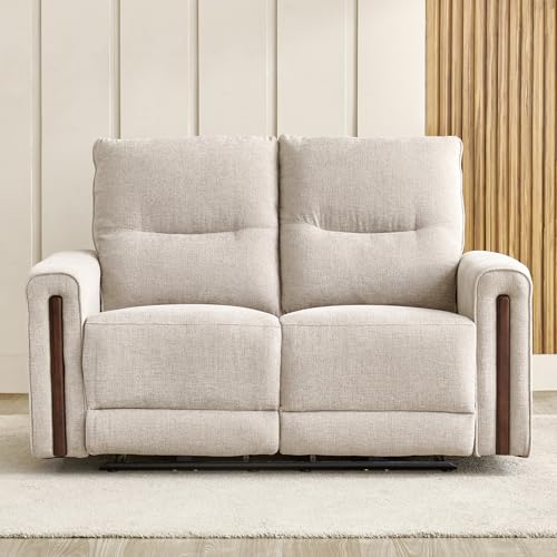 Image of Home Centre | Malinda Fabric 2 Seater Electric Recliners | Recliner Sofa for Living Room | Pine Wood | Beige | 1 Year Warranty