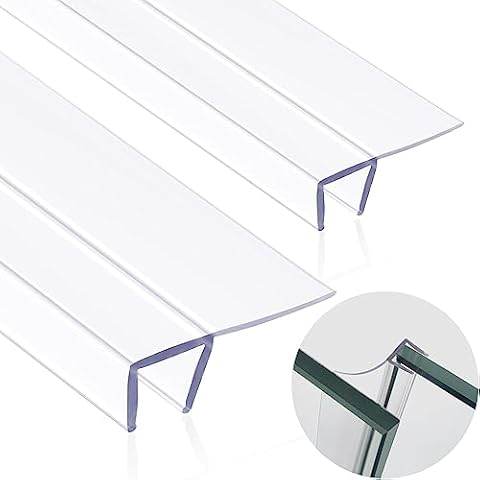 FCSOTSPS Shower Door Seal, 2 PCS 3/8"x 77" F Type Sliding Glass Shower Door Seal Strip for 3/8 inch Glass,Frameless Shower Door Bottom Seal Door Sweep,Stop Shower Leaks Create a Water Barrier Cover