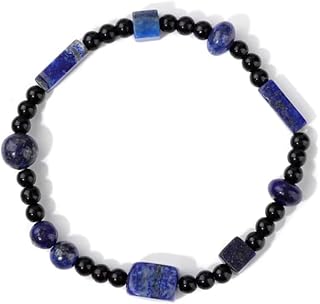 1 pulsera de cuentas de color rosa rosa para hombres y mujeres, tubo cilíndrico redondo, ágatas, ónix negro, pulsera para fiesta femenina
