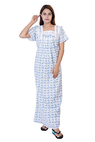 Image of Women's Cotton Block Print Knee Length Nighty