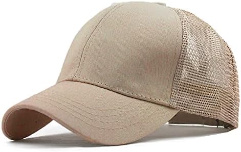 YULOONG Womens Baseball Cap Half Mesh Messy Bun Ponytail Vintage Denim Ponycaps Adjustable Cotton Summer Sun Hat Polo Style Classic Sports Casual Peaked Cap