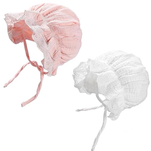 Baby Girl Boy Lace Cotton Bonnet Soft Warm Cap Breathable Eyelet Beanie Sun Protection Hat for Newborn Infant Toddler