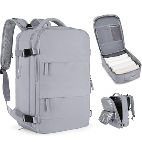 Mochila Executiva Expansível para Notebook Impermeável e Reforçada – Grande Capacidade com USB – Ideal para Trabalho, Viagem e Faculdade (Cinza)