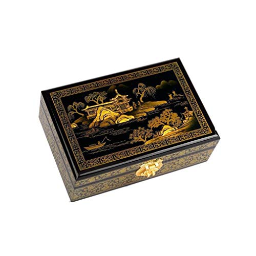 lachineuse Joyero Paisaje chino Pekín Beijing Negro y oro dorado