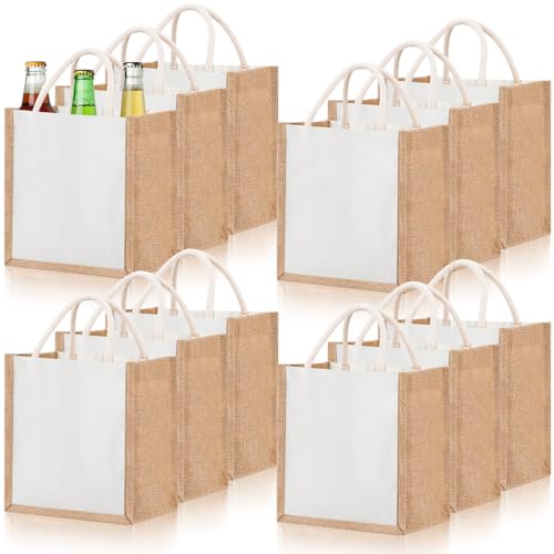 Cunno 12 Pcs Burlap Tote Bag Mini Jute Reusable Bag