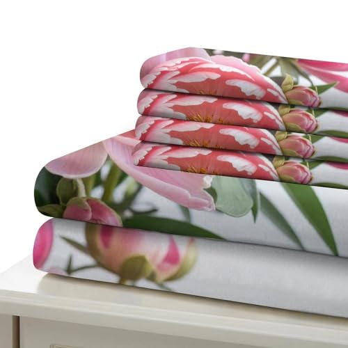 Parure de lit king marbre rose design luxe moderne 220x240cm - 7
