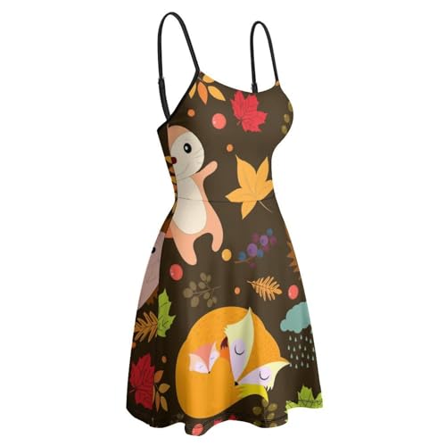 Robe d'été à bretelles imprimé hérisson et renard - 4